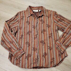 Womens Cotton Lemon Grass Long Sleeve Brown Fall Leaf Size Large